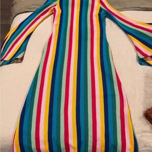 Colorful Striped Long Sleeve Dress